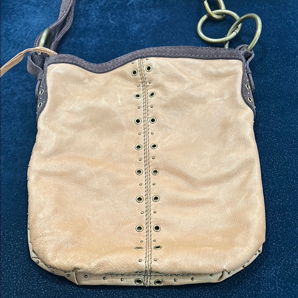 Lucky Brand Tan Crossbody Bag with Brass Accents